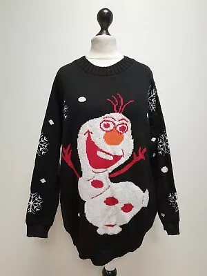 Buy X876 Womens Black Mix Funky Snowman Christmas Jumper Uk Size L/xl 14-16 Eu 42-44 • 14.99£