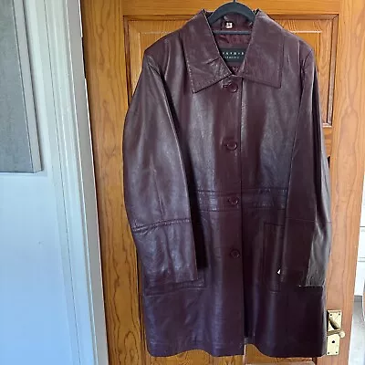 Buy Ladies Leather Elements Burgundy 3/4 Length Leather Jacket  BNWT Medium  • 10£