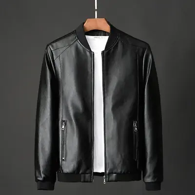 Buy New Men Leather Black Biker PU Baseball Jacket Plus Size 7XL Fashion. • 59.30£