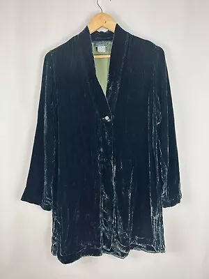 Buy GHOST Vintage Beautiful Dark Green Crushed Velvet Silk Blend Jacket, Size M! • 25£