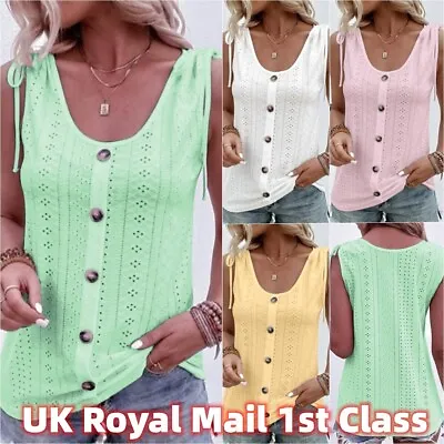Buy Womens Sleeveless Vest Tops Ladies Summer Casual T-Shirt Tank Blouse Plus Size • 8.98£