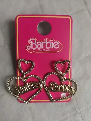 Buy NEW Barbie The Movie/Film Diamante Sparkling Heart Drop Earrings • 29.99£