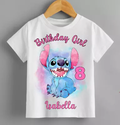 Buy PERSONALISED Stitch (Lilo & Stitch) Birthday T Shirt Kids Girls Fun Tee T-Shirt • 12.99£