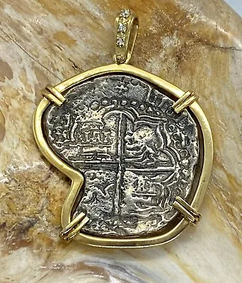 Buy ATOCHA Coin Pendant 14k Gold Dia Bale 8 Reale Silver Treasure Shipwreck Jewelry • 1,327.28£