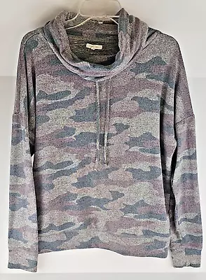 Buy Maurices Women's Size L Soft Camouflage  W- Half Hoodie Long Sleeve Cowl Neck • 5.79£