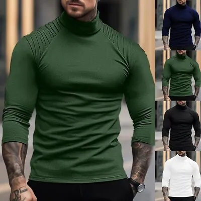 Buy Trendy Raglan Sleeve Long Sleeve T Shirts For Men Funnel Neck Pullover Tops • 25.24£