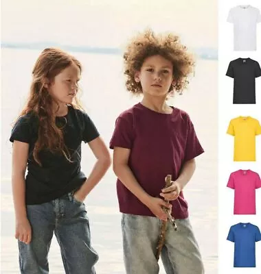 Buy Kids Boys Girls Fruit Of The Loom Childrens Plain T Shirt School PE Sports Top • 4.39£