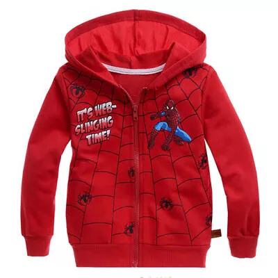 Buy Child Boys Spiderman Hoodie Zip Up Sweatshirt Jacket Coat Outwear Tops Winter • 14.91£