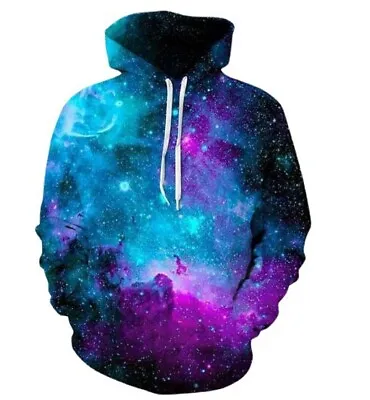 Buy Unisex 3D Starry Sky Galaxy Hoodies Sweatshirt Hooded Top Jumper Coat Gifts UK • 20.39£