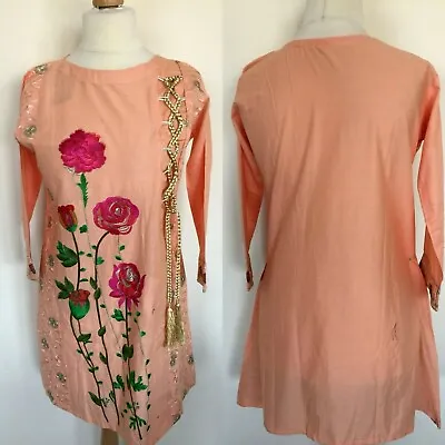 Buy Pakistani/Indian Embroidered Cotton Top/ Kurti/ Shirt Stitched (SALE) • 15£