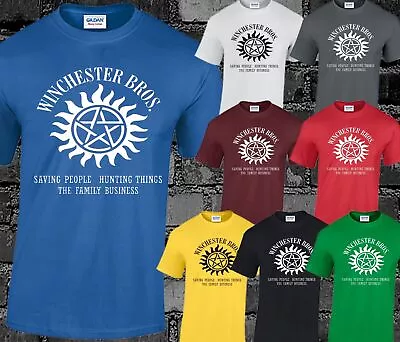 Buy Winchester Brothers T Shirt Mens Supernatural Sam Dean Bobby Hunting Top Present • 7.99£