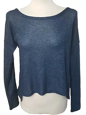Buy UK8 S PRIMARK Sexy Gold Sparkle Mesh Knit Jumper Sweater Pullover Blue Top SALE • 6.50£