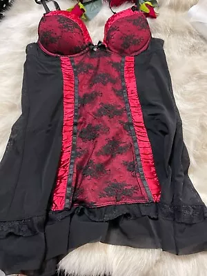 Buy Nice Red Black Padded Underwired Camisole Sleepwear Nightwear Size Us36b It4b Eu • 43.43£