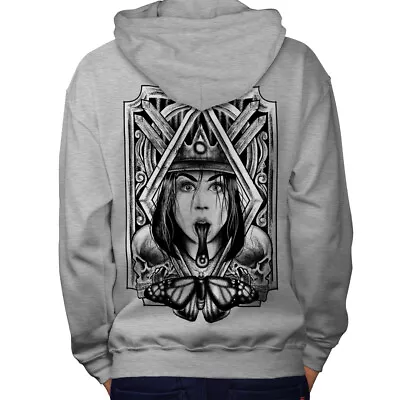 Buy Wellcoda Girl Crown Tongue Mens Hoodie, Butter Design On The Jumpers Back • 25.99£