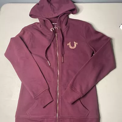 Buy True Religion Burgundy And Rose Gold Zip Up Hoodie Women's Size Small/petite • 15£
