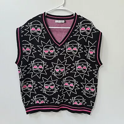 Buy Rick And Morty Women's Sweater Vest Shein Stretch V-neck Black Pink Size XL • 16.37£
