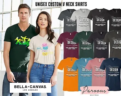 Buy Ink Stitch Design Your Own Custom Printed Unisex Bella V-neck Cotton Ts-shirts • 24.12£