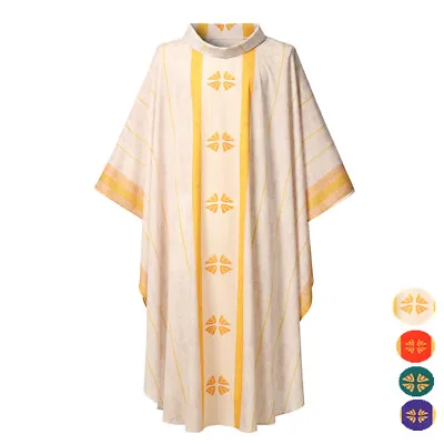 Buy Ethnic Men Cross Robe Medieval Christian Religion Robes Gilded Monk Clothing • 26.39£