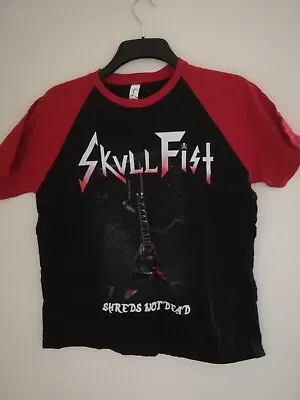 Buy Skull Fist Shreds Not Dead 2015 Tour Shirt With Red Sleeves Size L Iron Maiden • 20£