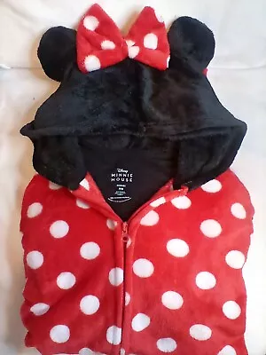 Buy Disney Minnie Mouse One Piece Pajamas Womens Medium Hooded Sleeper Jumpsuit PJs • 21.22£
