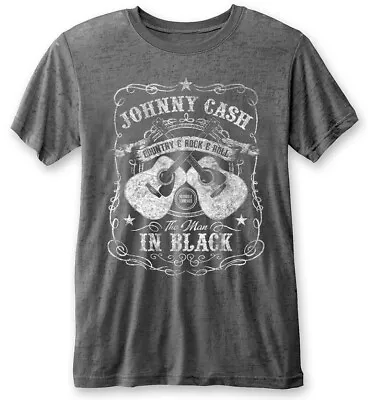 Buy Johnny Cash The Man In Black Grey Burnout T-Shirt OFFICIAL • 14.89£