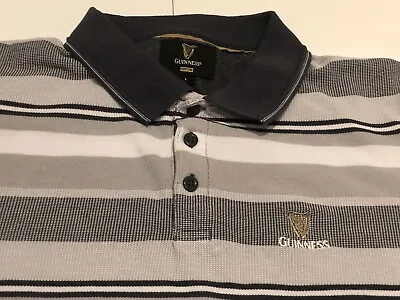 Buy Mens Guinness Grey Striped Polo T-Shirt Large Official Merchandise Good Cond  • 16.99£