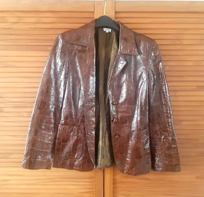 Buy Vintage Paul Smith Crocodile Skin Effect Leather Jacket - 40, Medium, Brown • 120£