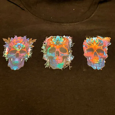 Buy Colourful Skull Print Black Medium T-shirt • 10.99£