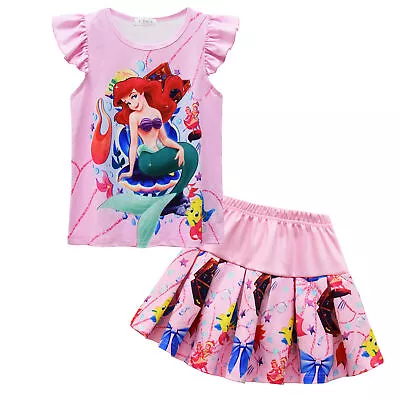 Buy Girls Ariel Dress The Little Mermaid T-shirt Top Vest Skirt Fancy Pleasted Dress • 11.99£