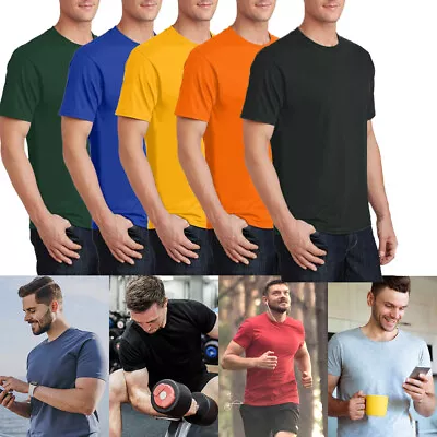 Buy Men Women Plain T Shirts Short Sleeve Crew Neck 100% Cotton Tee S – XXL • 4.99£
