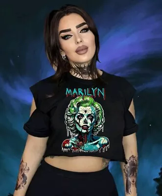 Buy Marilyn Monroe Zombie T-shirt Horror Movie Vampire Art Gothic Emo Print Woman UK • 12.99£