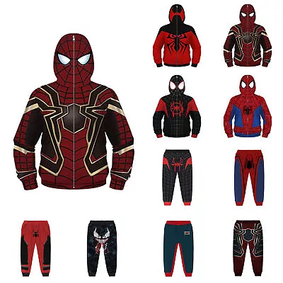 Buy Child Spider Man Hoodies Cartoon Print Masked Coat Pullover Zip Up Hooded Tops • 15.42£