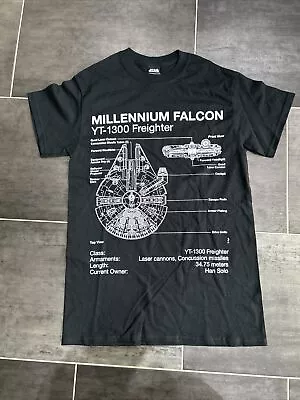 Buy Star Wars T-Shirt Millennium Falcon Blue Print New Black Official • 9.99£