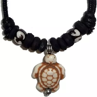 Buy Turtle Stone Tortoise Pendant Black Cord Chain Necklace Mens Womens Jewellery • 4.50£