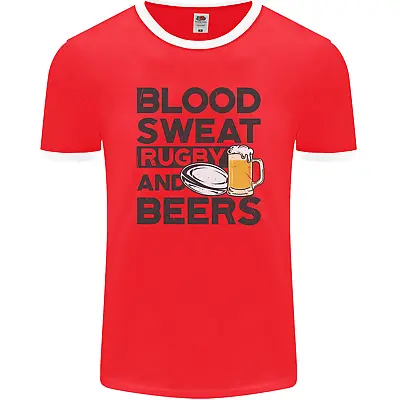Buy Blood Sweat Rugby And Beers Funny Mens Ringer T-Shirt FotL • 11.99£