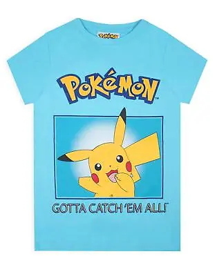 Buy Pokemon T-Shirt Boys Pikachu Gotta Catch Em All Kids Girls Blue Top • 10.99£
