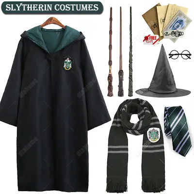 Buy Harry Potter Slytherin Draco Malfoy Robe Cloak Tie LED Magic Wand Scarf Costume • 6.99£