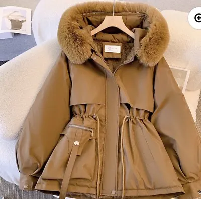 Buy Brown Fur-Hooded Parka Jacket • 30£