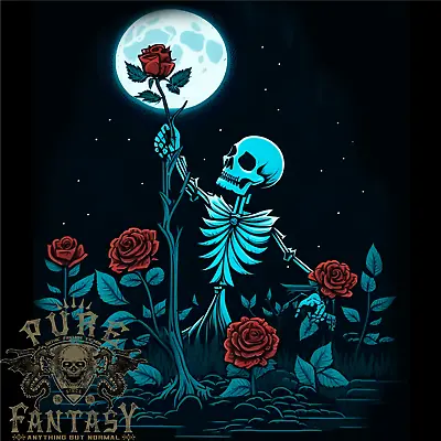 Buy Rose From The Dead Skeleton Skull Graveyard Mens Cotton T-Shirt Tee Top • 12.75£