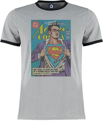 Buy Man Of Steel Morrissey The Smiths SuperMan Quality Ringer T-Shirt • 16.99£