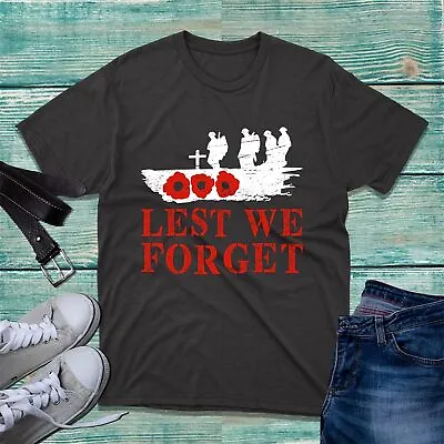 Buy Lest We Forget Poppy Flower T-Shirt British Armed Force Remembrance Day Tee Top • 9.99£