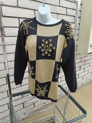 Buy Eminent Gold & Black Pullover Sweater, Women's Size Small • 15.12£