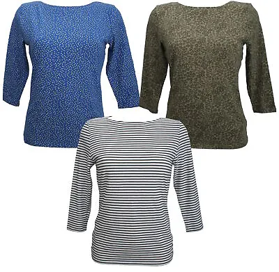 Buy Ex-Store Ladies Fitted 3/4 Sleeve Cotton Rich Top • 5.99£