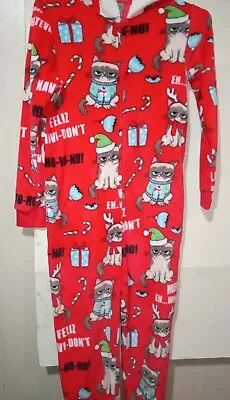 Buy Grumpy Cat One Piece Pajamas Long Johns Women's Size Medium 8/10 EUC... • 20.74£