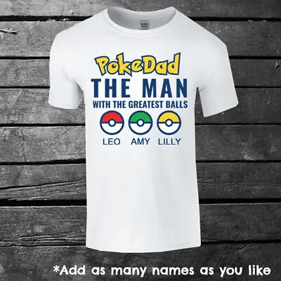 Buy Pokedad Perosnalised T-shirt Father's Day Christmas Mens Kids Gift Pokemon • 10.95£