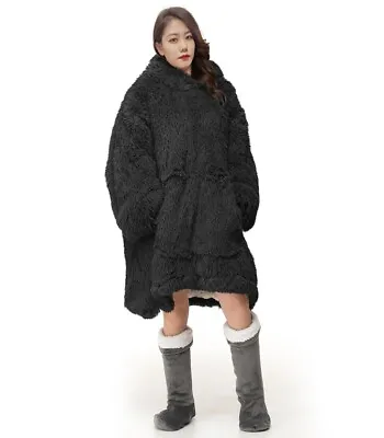 Buy Oversized Hoodie Blanket Gonks Tartan Check Red Black Sherpa Teddy Thermal Warm • 29.99£