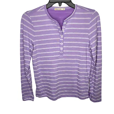 Buy Marine Layer Double Knit Henley XS Purple White Stripe Long Sleeve T Shirt Top  • 18.99£