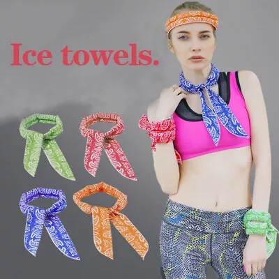 Buy Neck Arm Cooler Scarf Body Ice Cooling Wrap Tie Headband Towel Bandana Hand 1PC • 2.89£