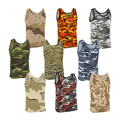 Buy Army Military US American Sleeveless Olive Camo Urban Camouflage Cotton Vest Top • 9.59£