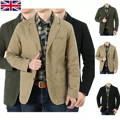 Buy Men's Casual Blazer Long Sleeve Jackets Washed Cotton Blazer Suits Spring Coats • 8.40£